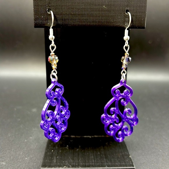Handmade Purple Earrings - Picture 3 of 6